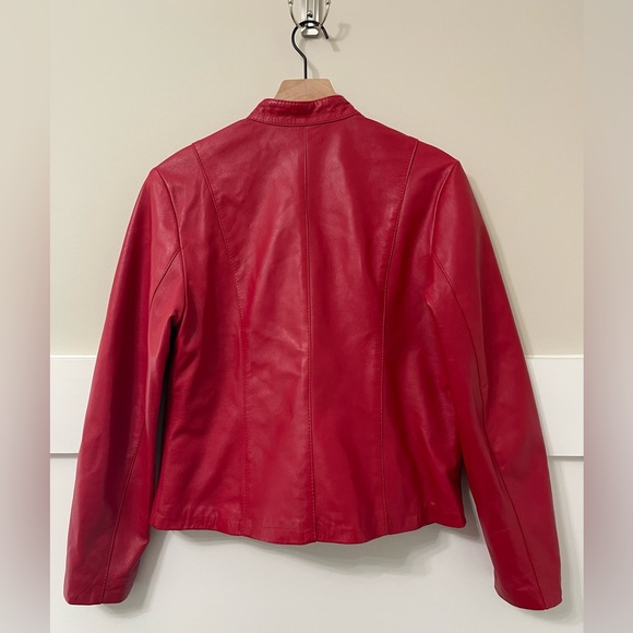 Vera Pelle Italian Red Leather Moto Style Jacket Size 46 (Small) - Picture 4 of 9